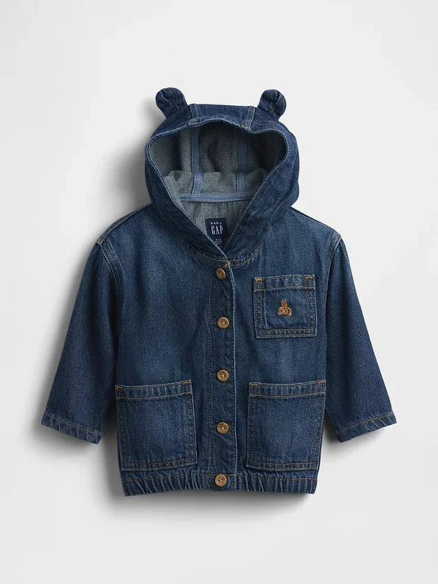 Giacca con cappuccio in denim ultrasoft per neonati