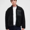 Giacca con zip oversize in sherpa riciclato e logo