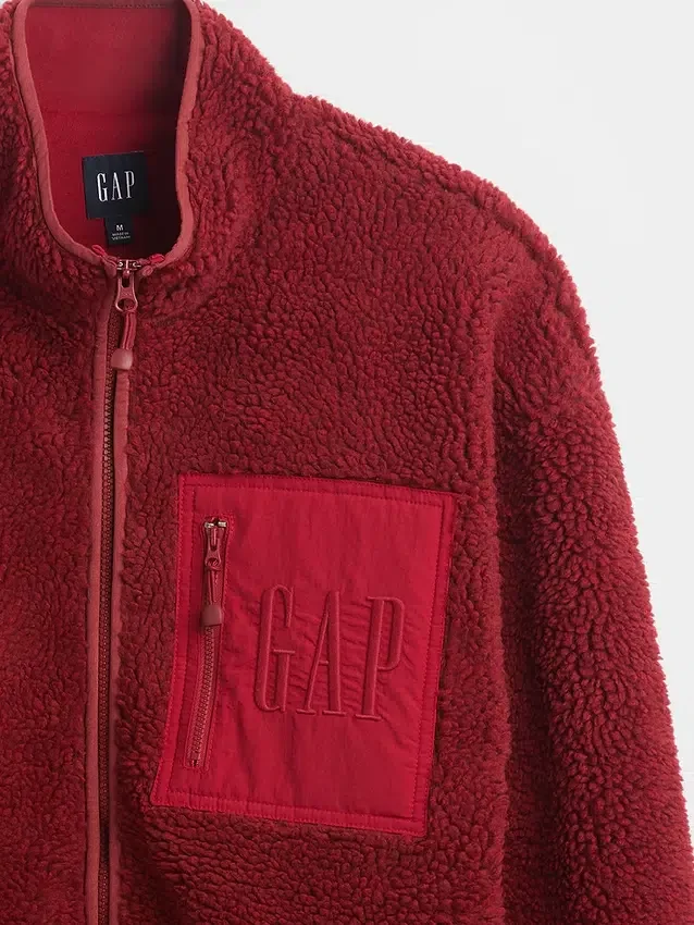 Giacca con zip oversize in sherpa riciclato e logo