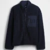 Giacca con zip oversize in sherpa riciclato e logo