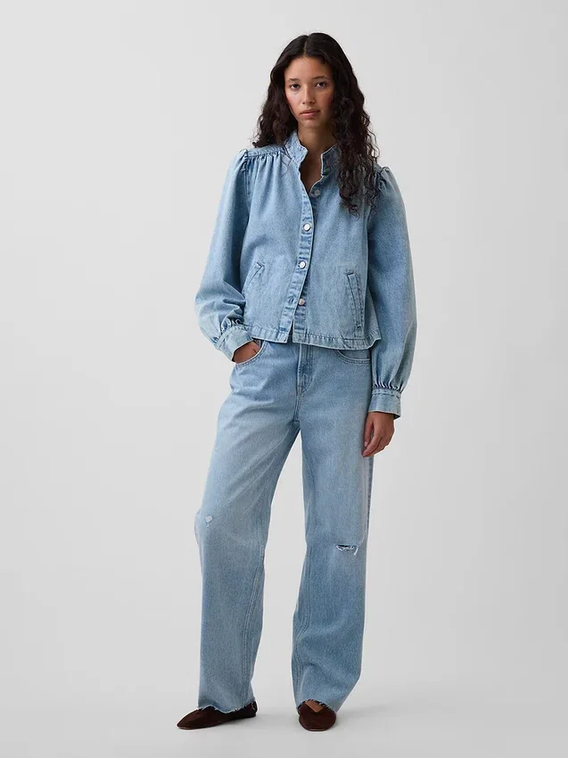 Giacca corta svasata in denim