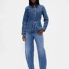 Giacca in denim aderente e lunga