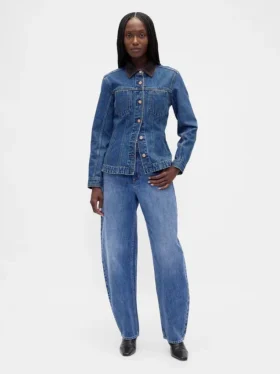 Giacca in denim aderente e lunga