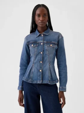 Giacca in denim con effetto stringato