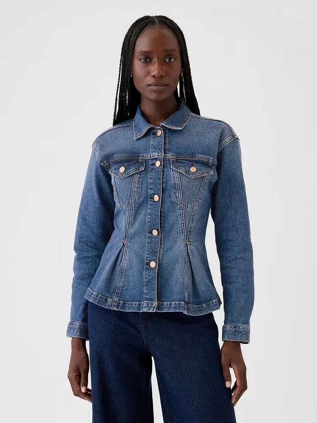 Giacca in denim con effetto stringato