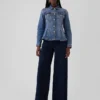 Giacca in denim con effetto stringato