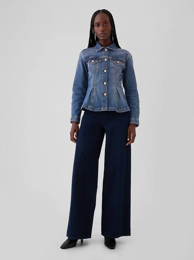 Giacca in denim con effetto stringato