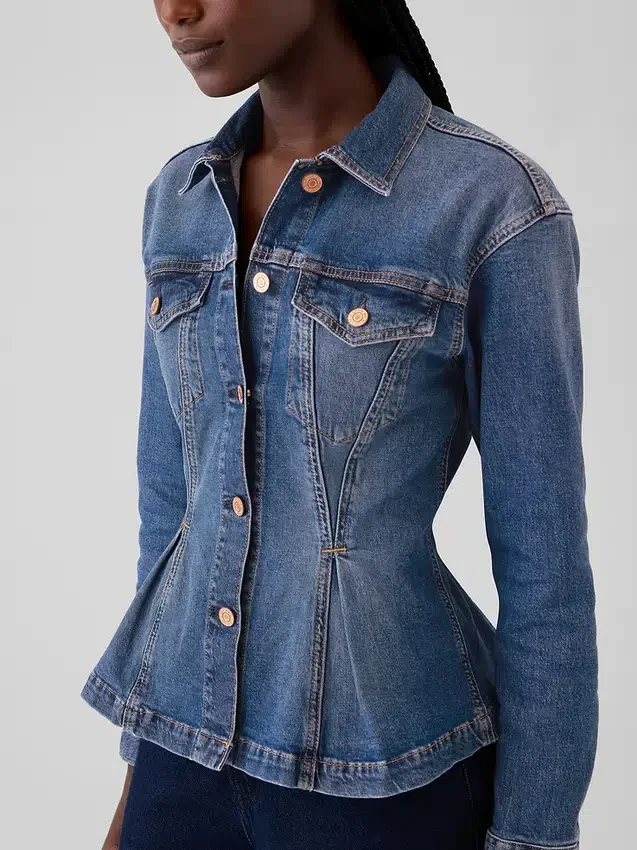 Giacca in denim con effetto stringato