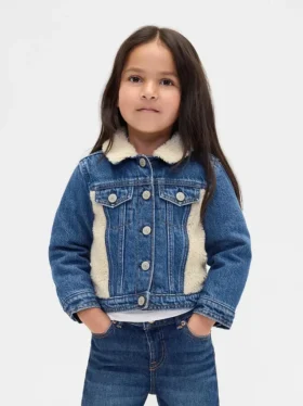 Giacca in denim con inserti in sherpa per neonato & bebè