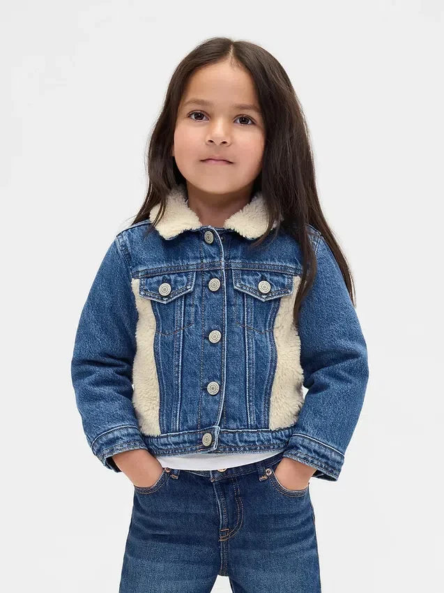 Giacca in denim con inserti in sherpa per neonato & bebè