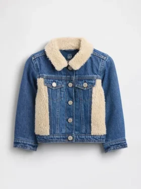 Giacca in denim con inserti in sherpa per neonato & bebè