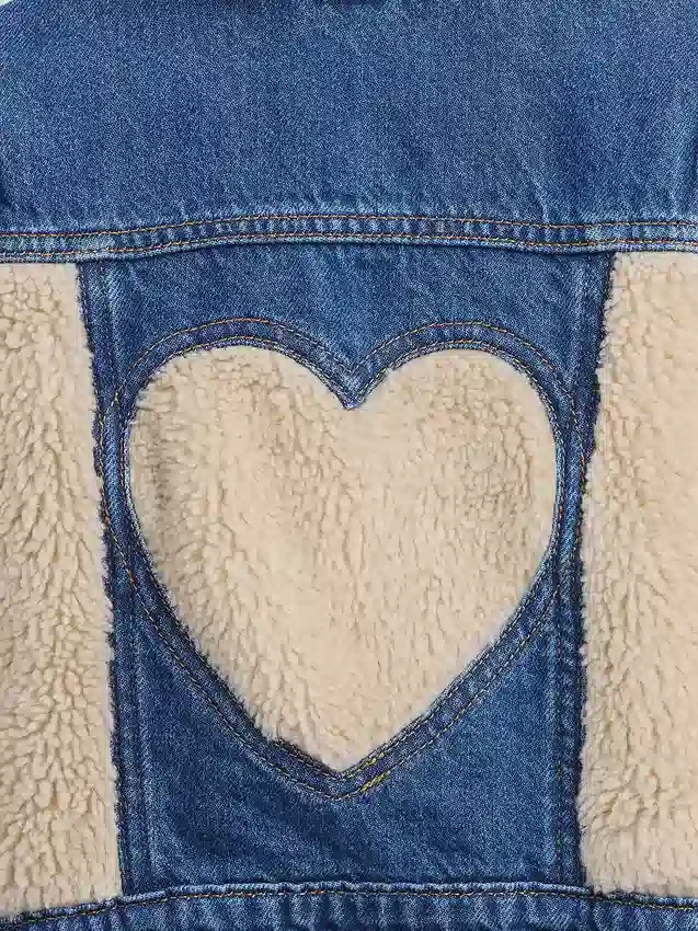 Giacca in denim con inserti in sherpa per neonato & bebè