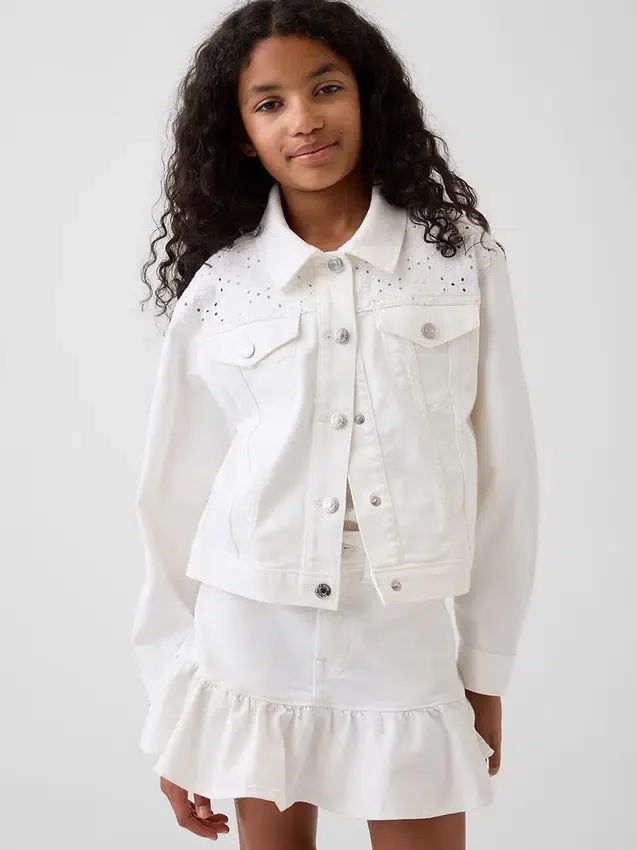 Giacca in denim con occhielli per bambini