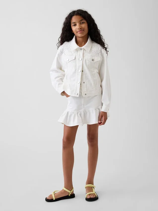 Giacca in denim con occhielli per bambini