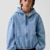 Giacca in denim da bambino con cappuccio e vestibilità comoda