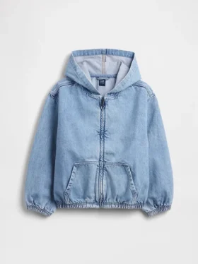 Giacca in denim da bambino con cappuccio e vestibilità comoda