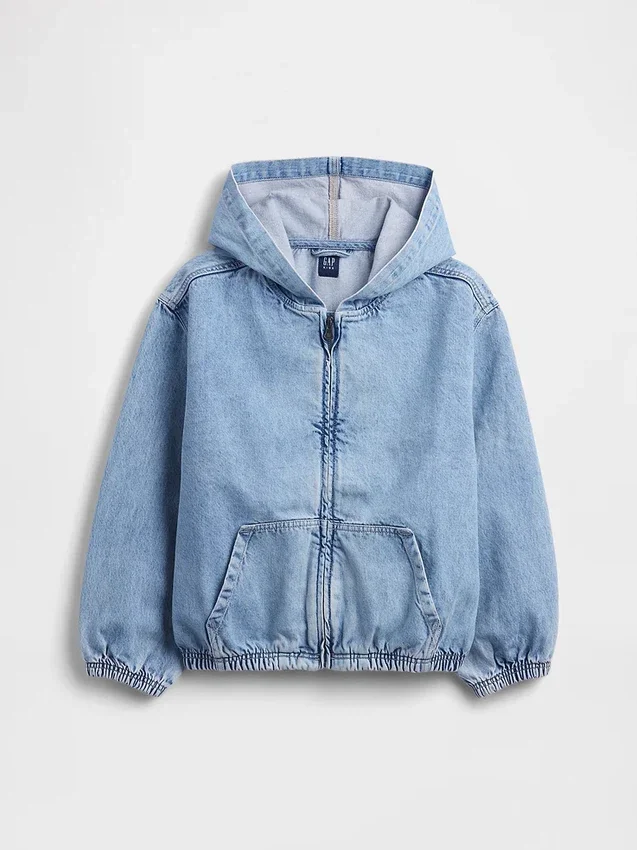 Giacca in denim da bambino con cappuccio e vestibilità comoda