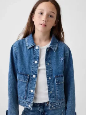 Giacca in denim per bambini con tasche applicate