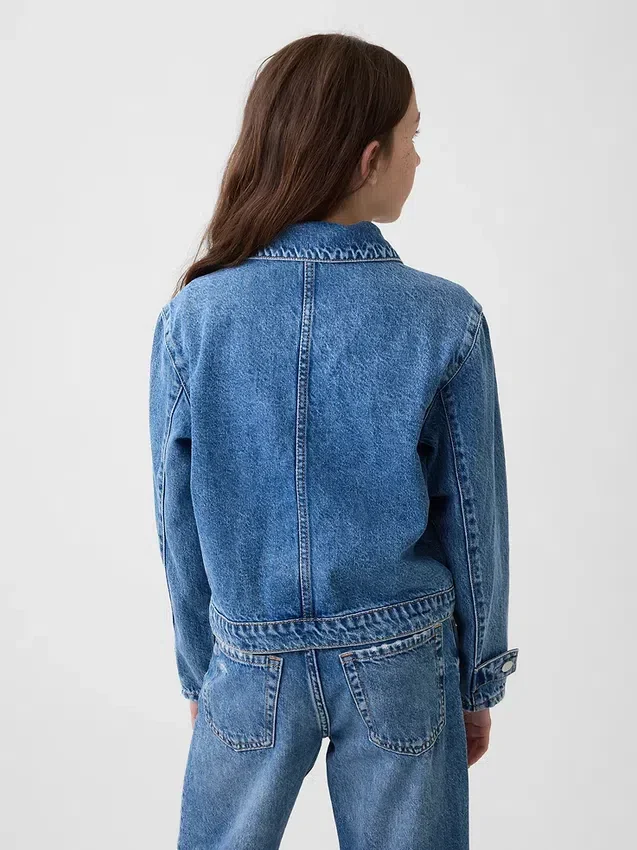 Giacca in denim per bambini con tasche applicate
