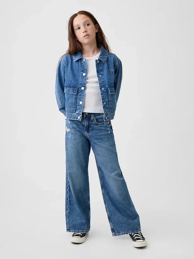 Giacca in denim per bambini con tasche applicate
