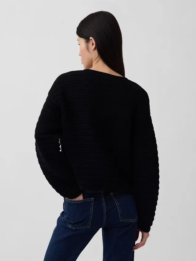 Giacca-maglione in cotone 100% con trama in rilievo