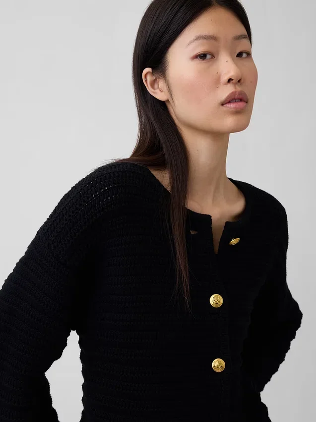 Giacca-maglione in cotone 100% con trama in rilievo