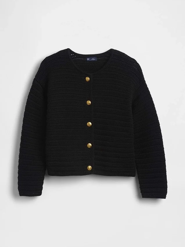 Giacca-maglione in cotone 100% con trama in rilievo