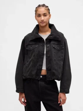 Giacca oversize a forma di bozzolo in denim