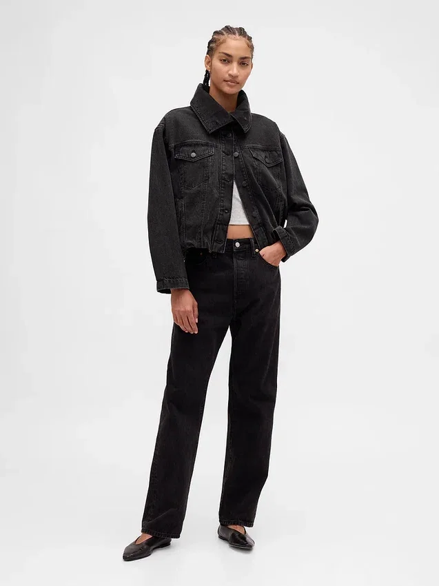 Giacca oversize a forma di bozzolo in denim