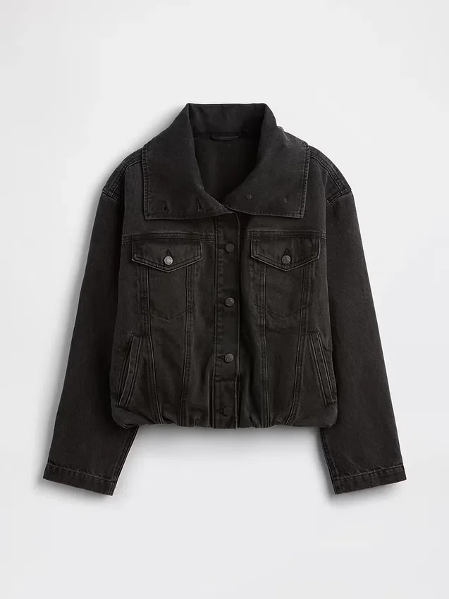 Giacca oversize a forma di bozzolo in denim