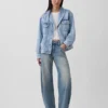Giacca oversize in denim con collo a scialle
