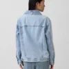 Giacca oversize in denim con collo a scialle