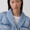 Giacca oversize in denim con collo a scialle