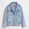 Giacca oversize in denim con collo a scialle