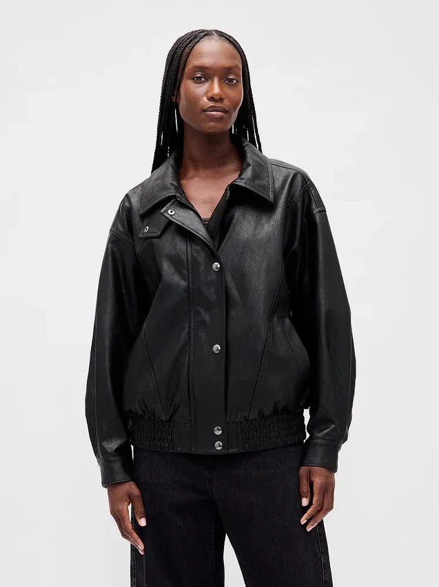 Giacca oversize in pelle vegana