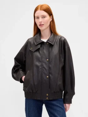 Giacca oversize in pelle vegana