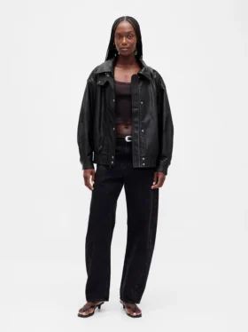 Giacca oversize in pelle vegana