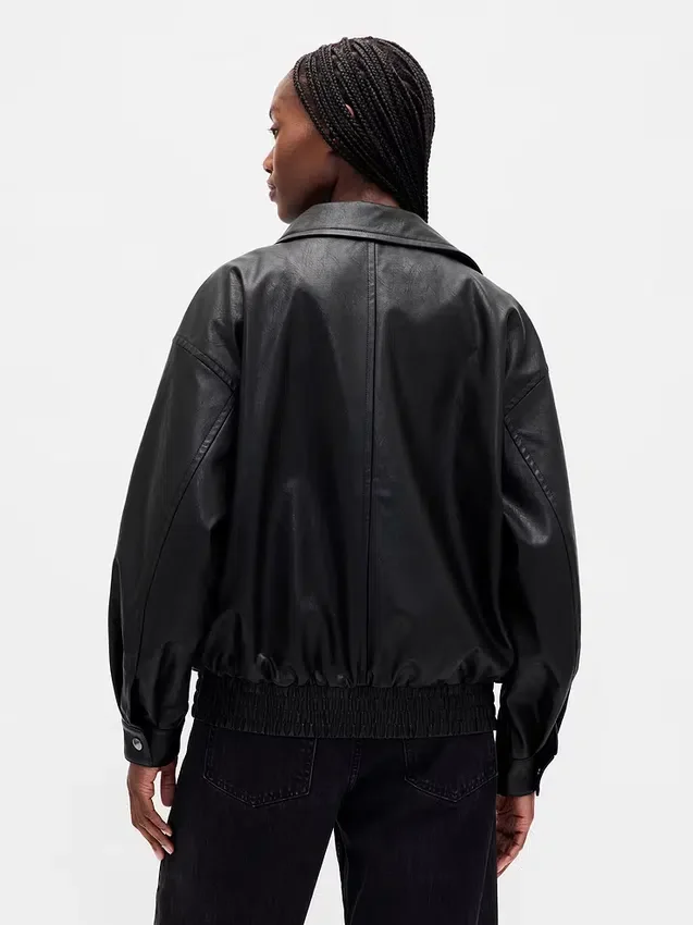 Giacca oversize in pelle vegana