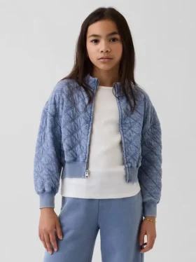 Giacca oversize trapuntata con zip per bambini