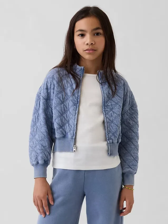 Giacca oversize trapuntata con zip per bambini