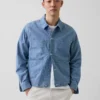 Giacca squadrata in chambray