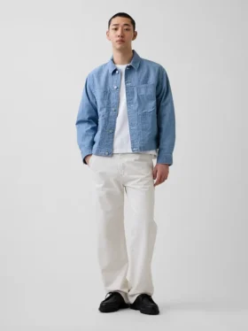 Giacca squadrata in chambray
