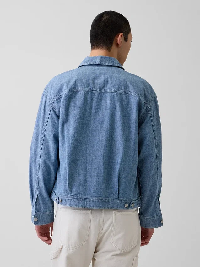 Giacca squadrata in chambray