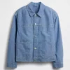 Giacca squadrata in chambray
