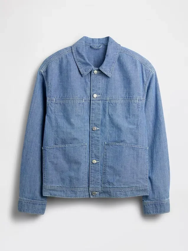 Giacca squadrata in chambray