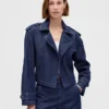 Giacca trench corta in denim ultrasoft