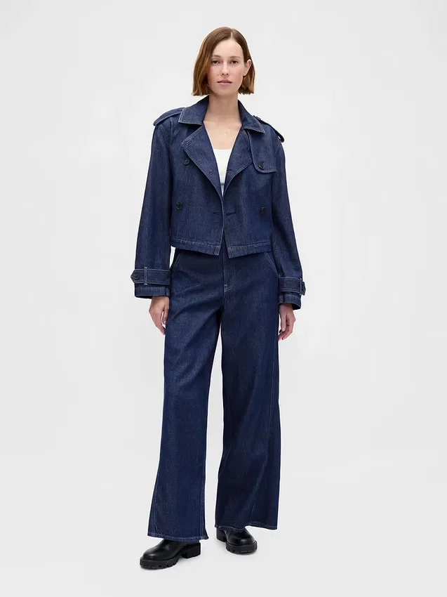 Giacca trench corta in denim ultrasoft