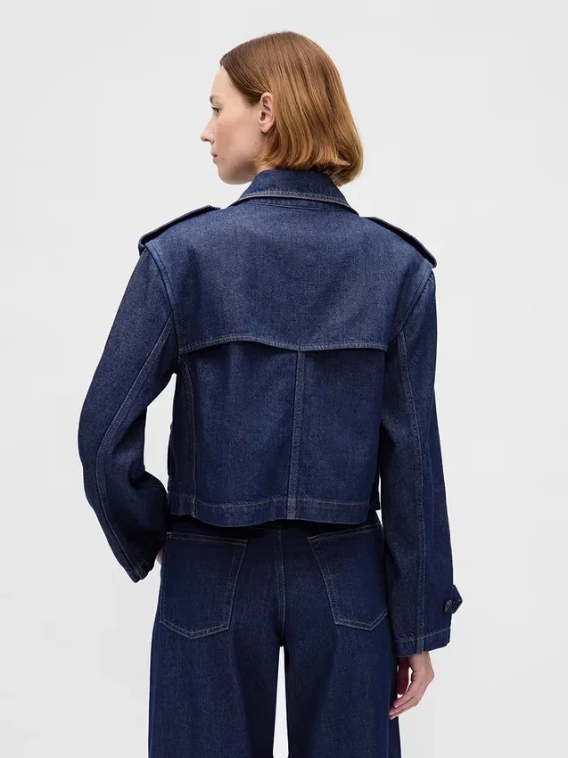 Giacca trench corta in denim ultrasoft