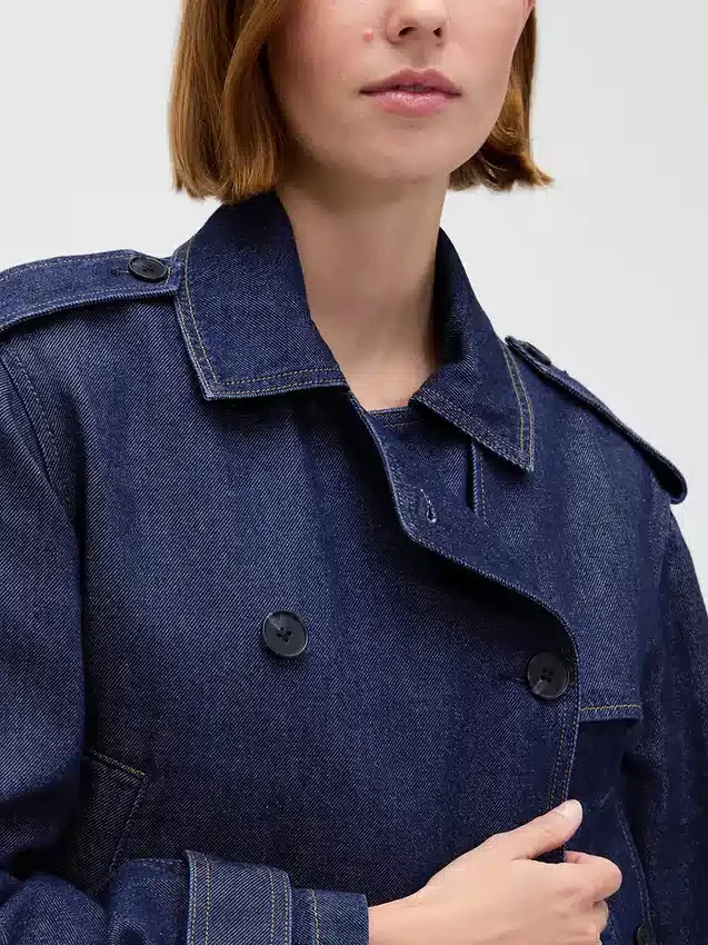 Giacca trench corta in denim ultrasoft