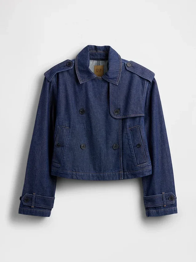 Giacca trench corta in denim ultrasoft